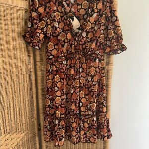 Inspired Hearts Autumn Floral Dress - Black, Rust, and Orange